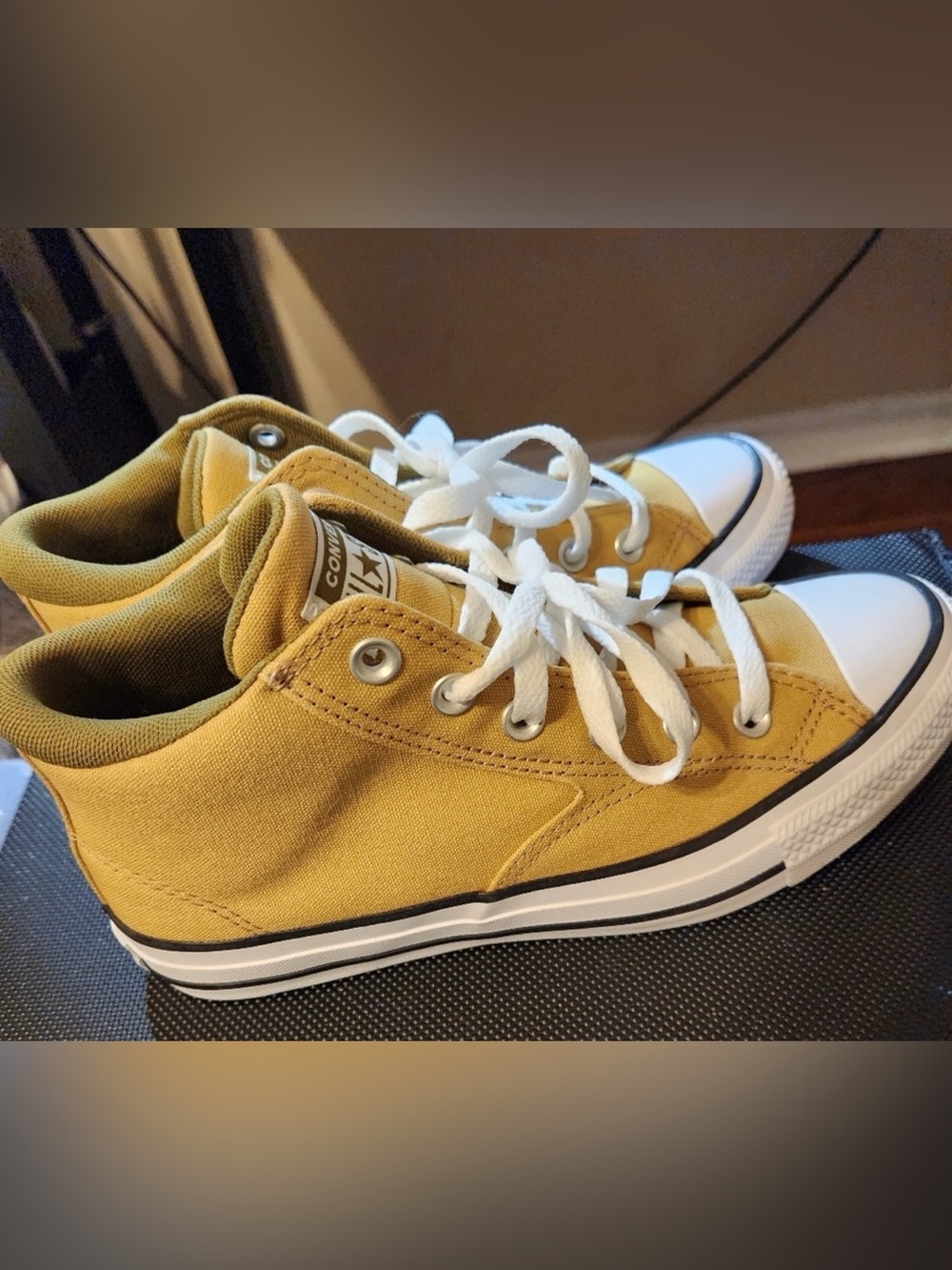 Converse Low Top Canvas Sneakers in Yellow with White Laces